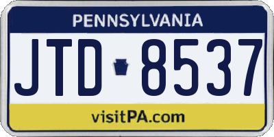 PA license plate JTD8537