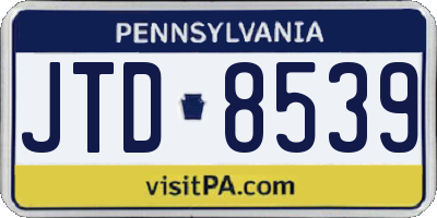 PA license plate JTD8539