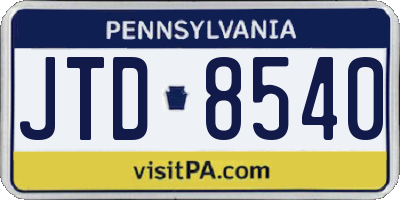 PA license plate JTD8540
