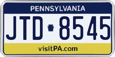 PA license plate JTD8545