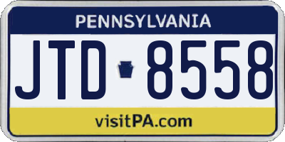 PA license plate JTD8558