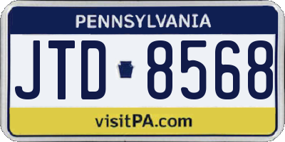 PA license plate JTD8568