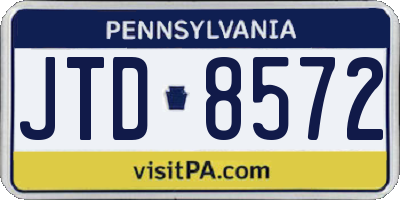 PA license plate JTD8572
