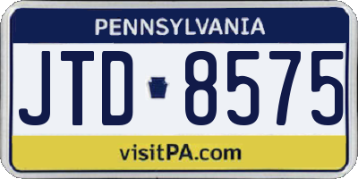 PA license plate JTD8575