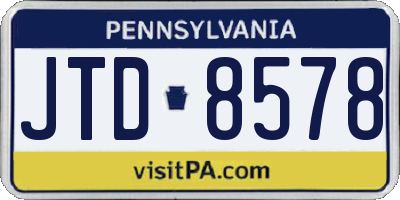 PA license plate JTD8578