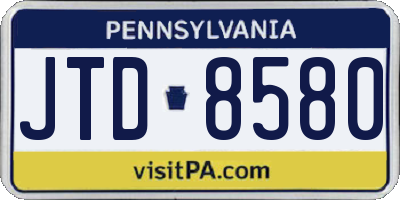 PA license plate JTD8580