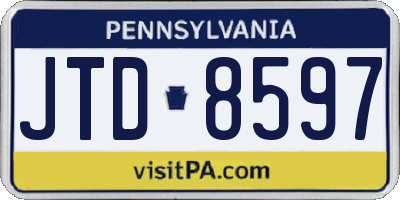 PA license plate JTD8597