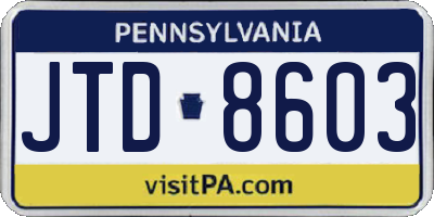 PA license plate JTD8603