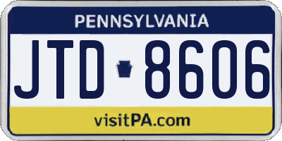 PA license plate JTD8606