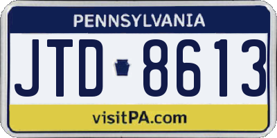 PA license plate JTD8613