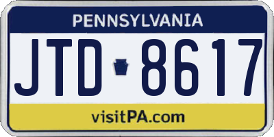 PA license plate JTD8617