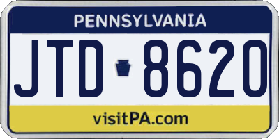 PA license plate JTD8620