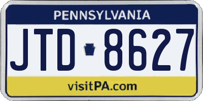 PA license plate JTD8627