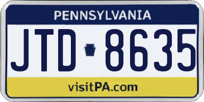 PA license plate JTD8635