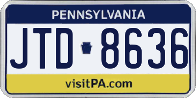 PA license plate JTD8636