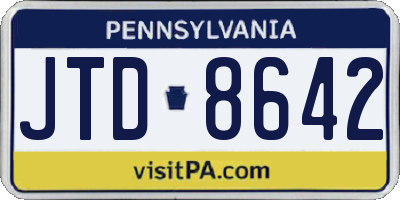 PA license plate JTD8642