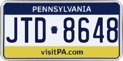 PA license plate JTD8648