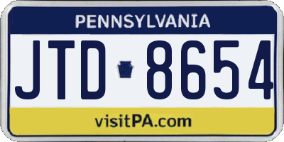 PA license plate JTD8654