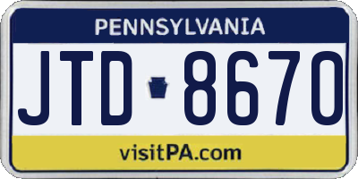 PA license plate JTD8670