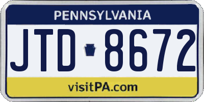 PA license plate JTD8672