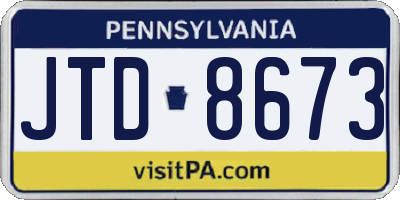 PA license plate JTD8673