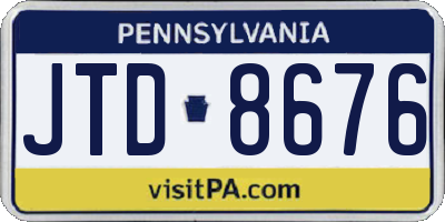 PA license plate JTD8676