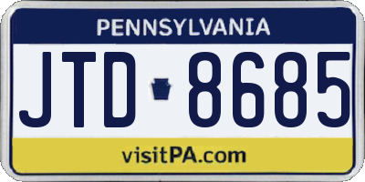 PA license plate JTD8685
