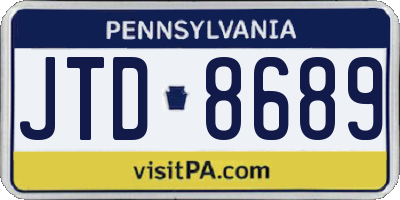 PA license plate JTD8689