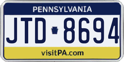 PA license plate JTD8694