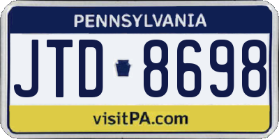 PA license plate JTD8698