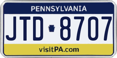 PA license plate JTD8707