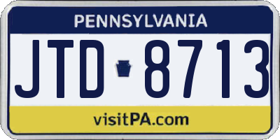 PA license plate JTD8713