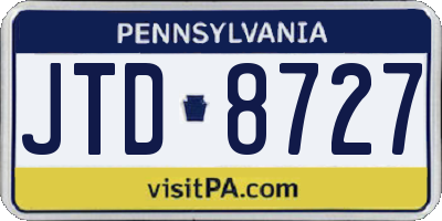 PA license plate JTD8727