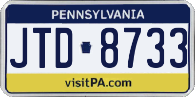PA license plate JTD8733