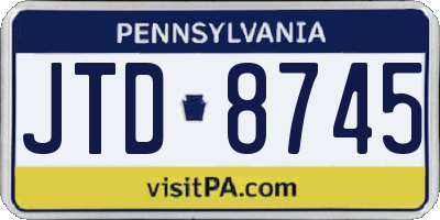 PA license plate JTD8745