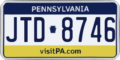 PA license plate JTD8746