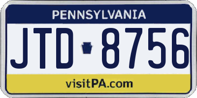 PA license plate JTD8756