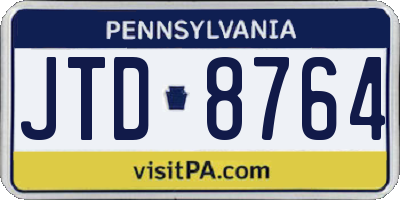 PA license plate JTD8764
