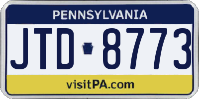 PA license plate JTD8773