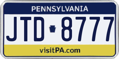 PA license plate JTD8777