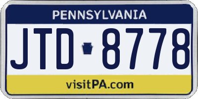 PA license plate JTD8778