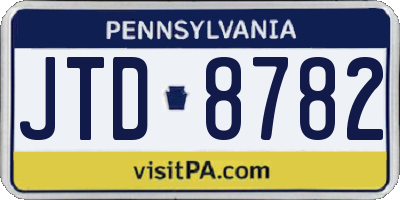 PA license plate JTD8782