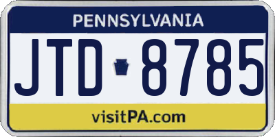 PA license plate JTD8785