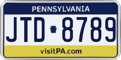 PA license plate JTD8789