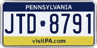 PA license plate JTD8791