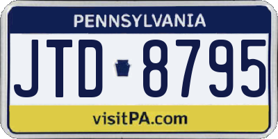 PA license plate JTD8795