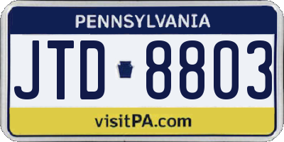 PA license plate JTD8803