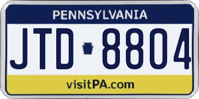 PA license plate JTD8804