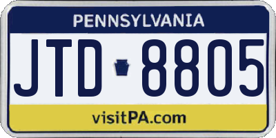 PA license plate JTD8805