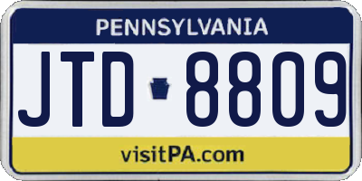 PA license plate JTD8809